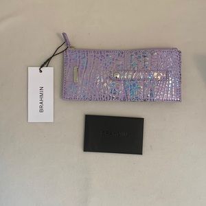 New Brahmin Purple leather credit card wallet. Violet wonderland. NWT.